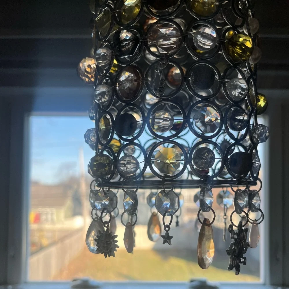 Crystal and Beaded Chandelier Decor Sun Catcher Celestial 70s Vibe